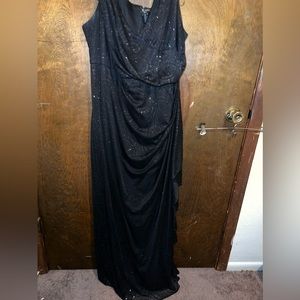 Plus Size 20W Navy & Silver Sparkle Floor Length Evening Gown